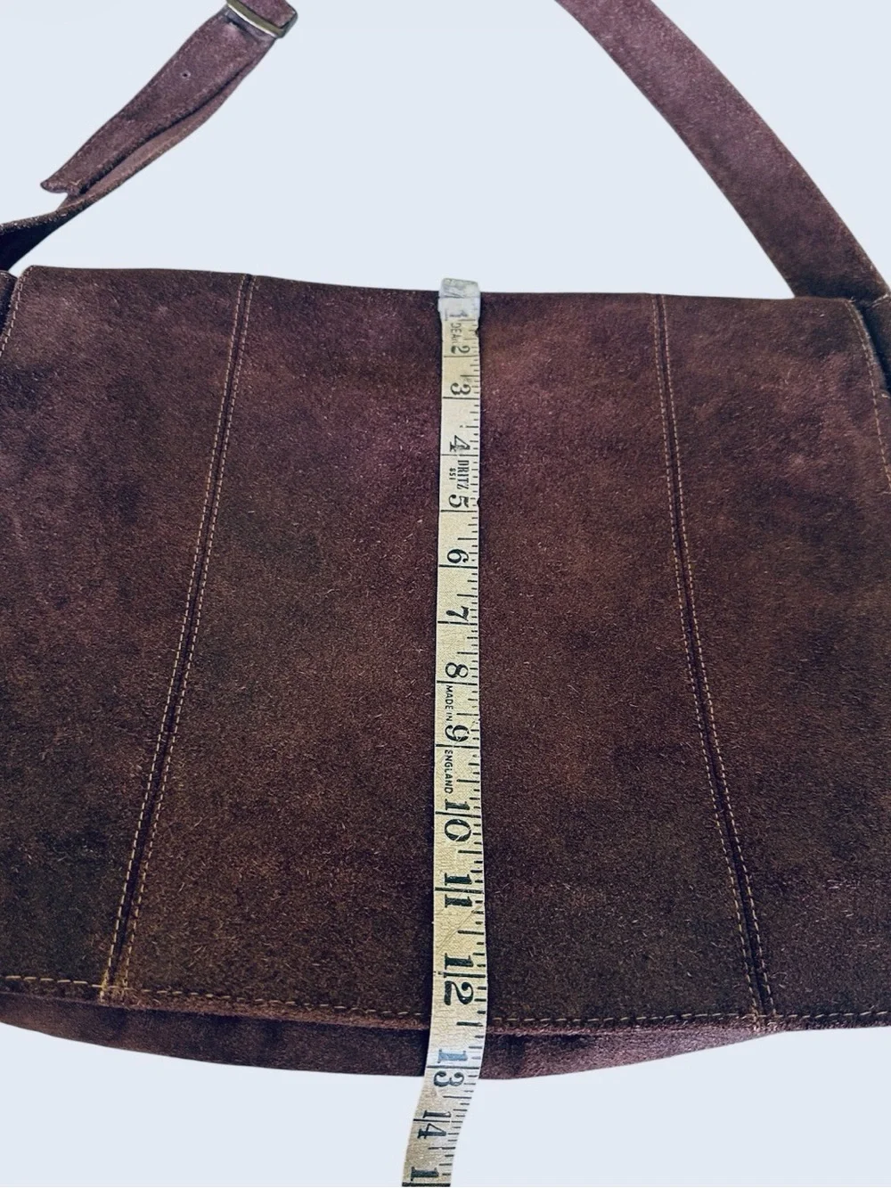 Le Donne Distressed Brown Suede Leather Messenger Bag Crossbody Laptop Satchel